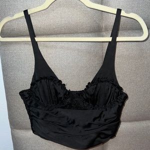 Zara Black Satin Crop Top